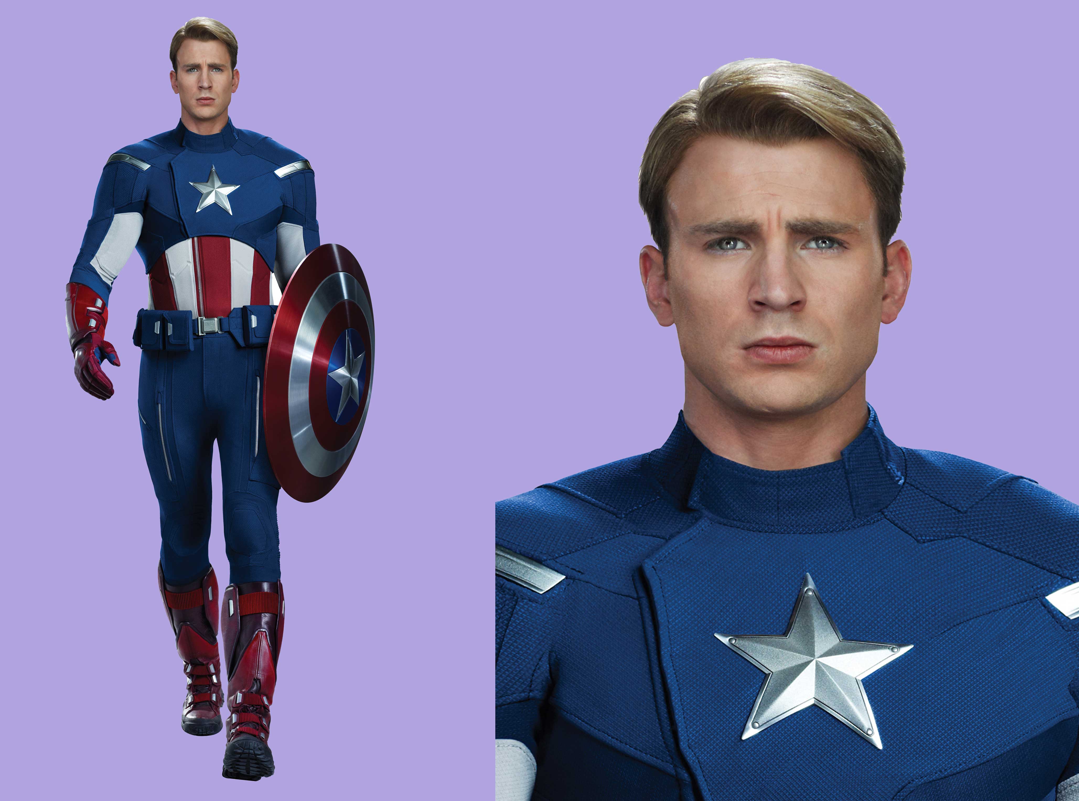 Шаблон ростовая фигура Капитан Америка 2 - print100.ru