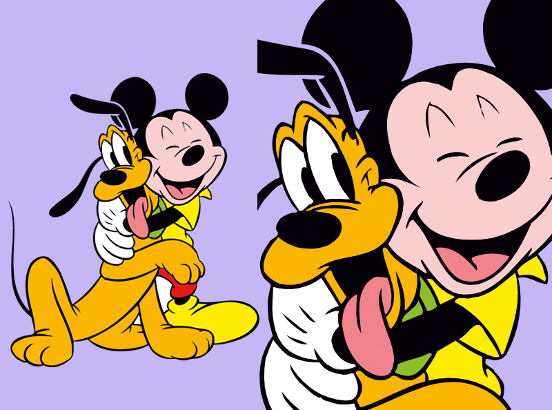 Шаблон ростовая фигура Микки Маус и Гуффи- print100.ru 